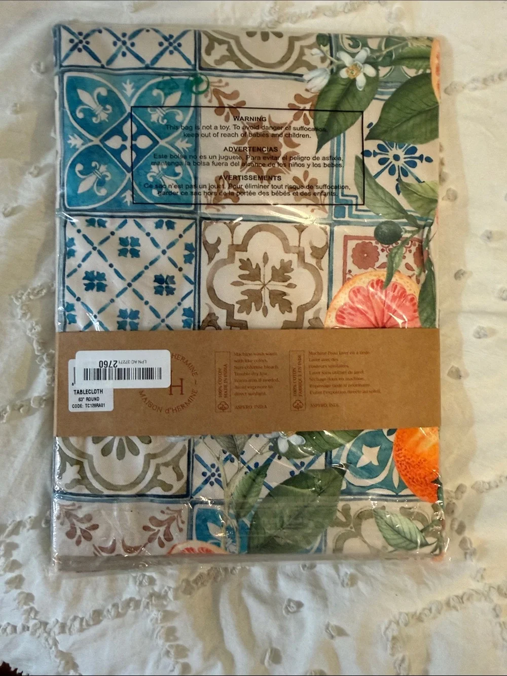 Maison d' Hermine Table Cloth Round Table Reusable 100% Cotton 63